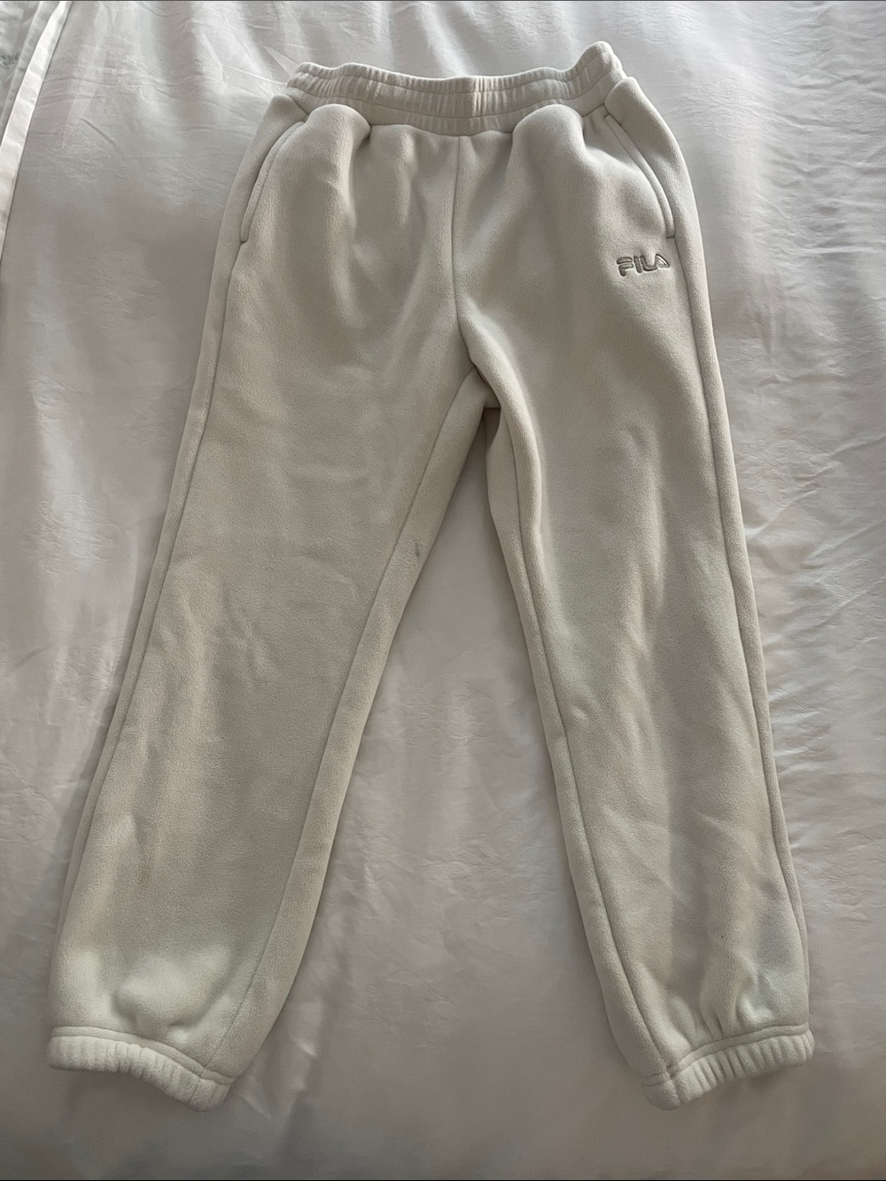 FILA Kid's Off-White Fleece Joggers size 9-10